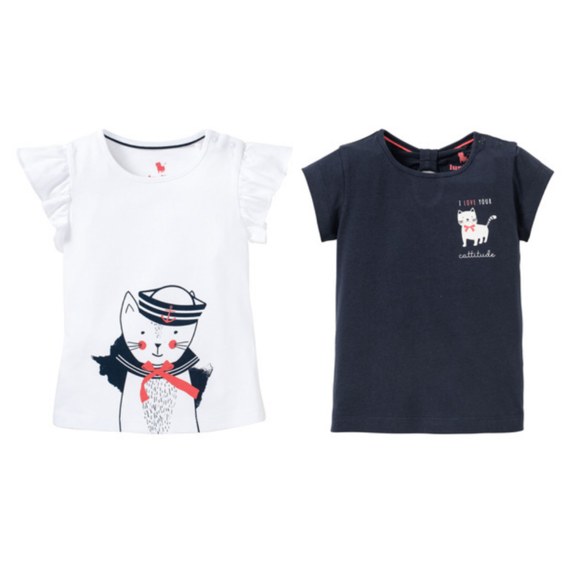 تی شرت آستین کوتاه دخترانه لوپیلو مدل G116 مجموعه 2 عددی