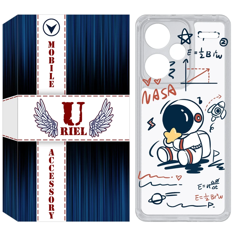 کاور یوریل مدل Clear کد 1 طرح فضانورد مناسب برای گوشی موبایل شیائومی Redmi Note 13 Pro Plus