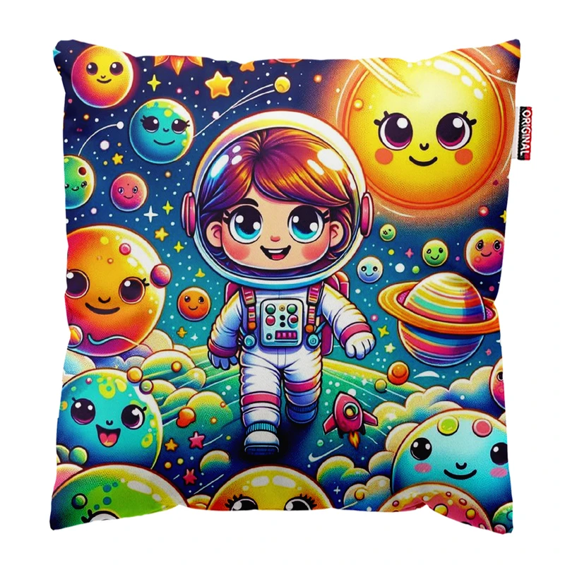 کوسن پاد آفرین مدل فضانورد سیاره منظومه شمسی آدم فضایی کد PK401690 سایز 40*40 سانتی متر