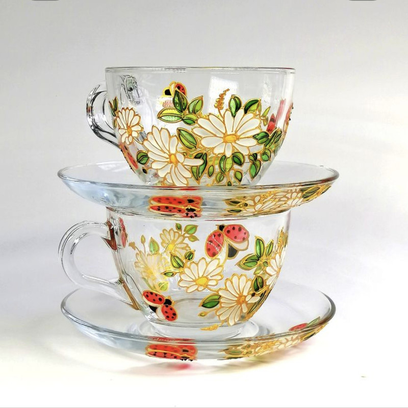 فنجان و نعلبکی مدل گل کد 09