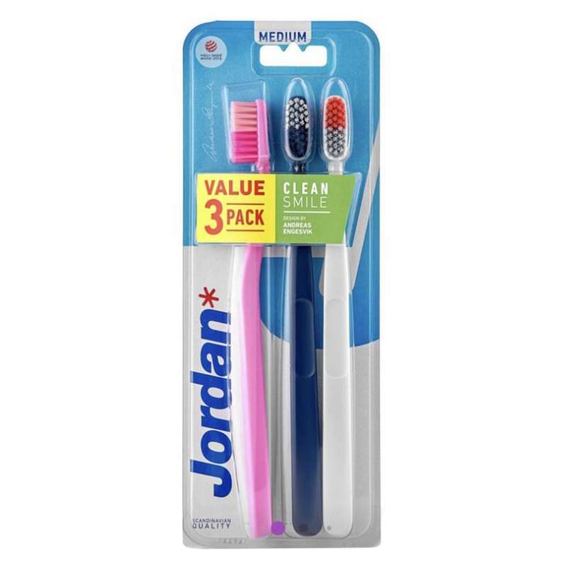 مسواک جردن مدل Clean Smile با برس متوسط بسته 3 عددی مسواک جردن مدل Clean Smile با برس متوسط بسته 3 عددی