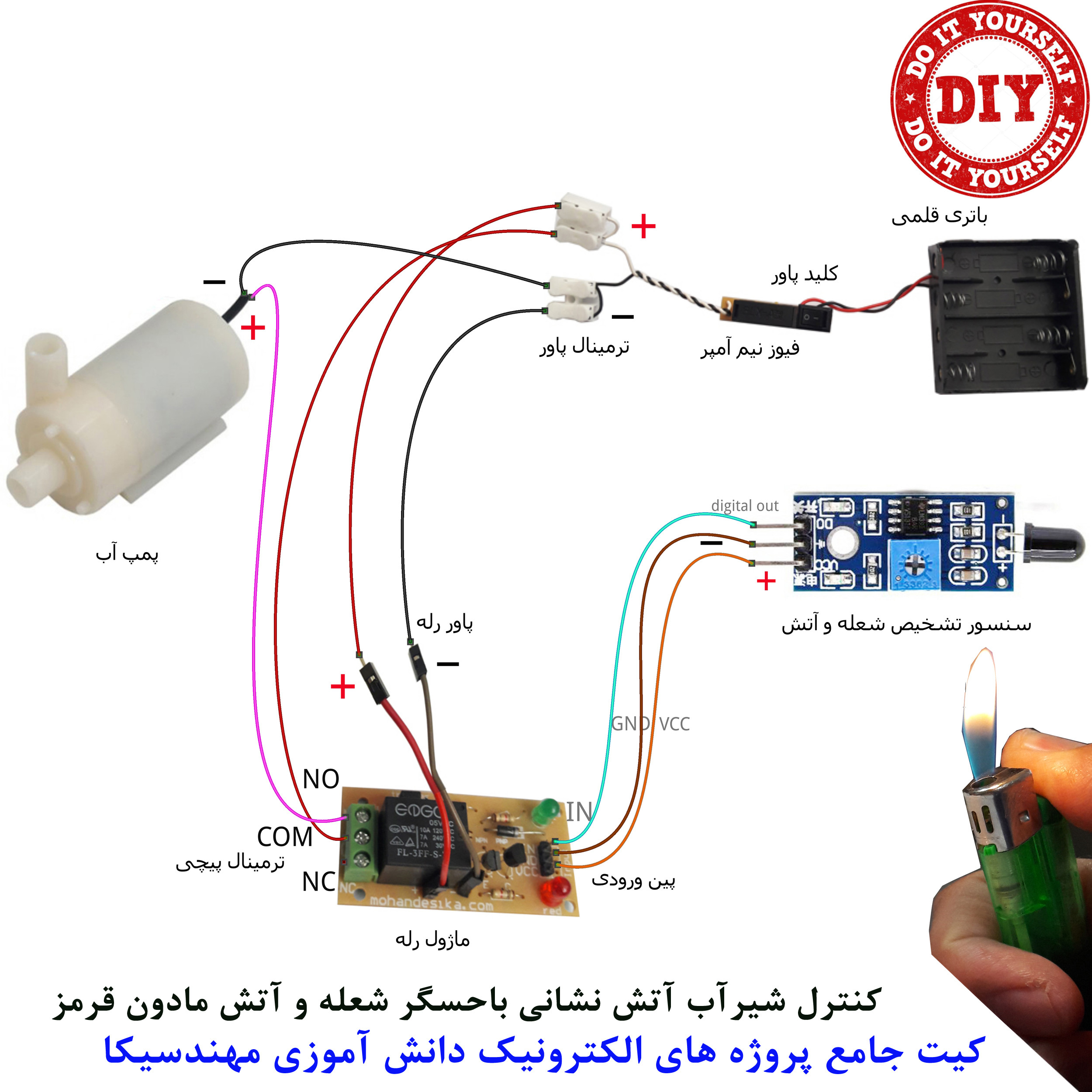 کیت آموزش الکترونیک مهندسیکا مدل تشخیص شعله و آتش مادون قرمز IR-flame
