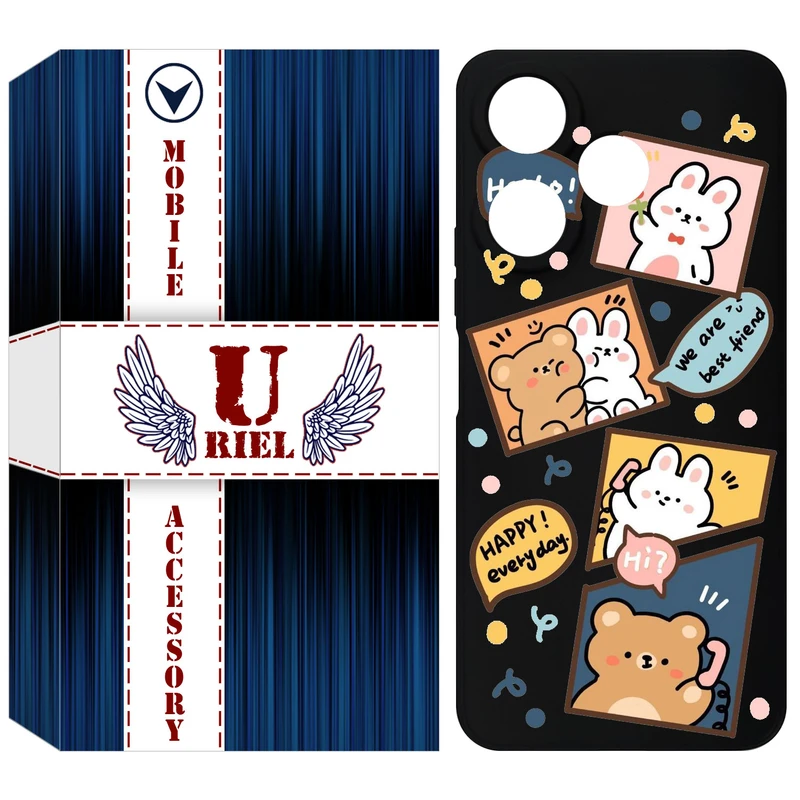 کاور یوریل قاب مدل KSH کد 19 طرح خرگوش و خرس مناسب برای گوشی موبایل شیائومی Redmi 13 4G / Redmi 13 5G / Poco M6 4G