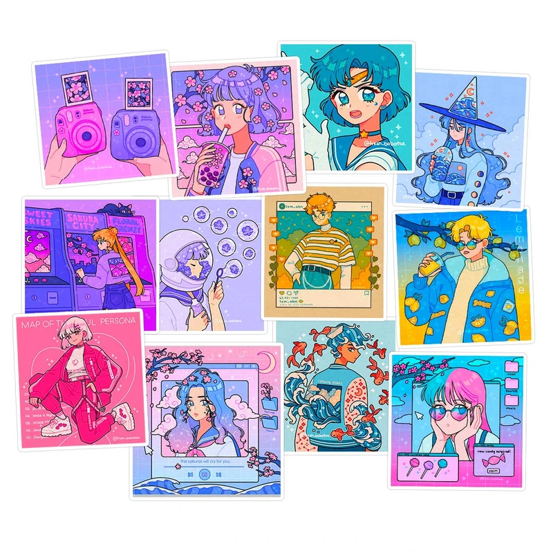 استیکر لپ تاپ ماسا دیزاین طرح ANIME کد COLS117 مجموعه 12 عددی