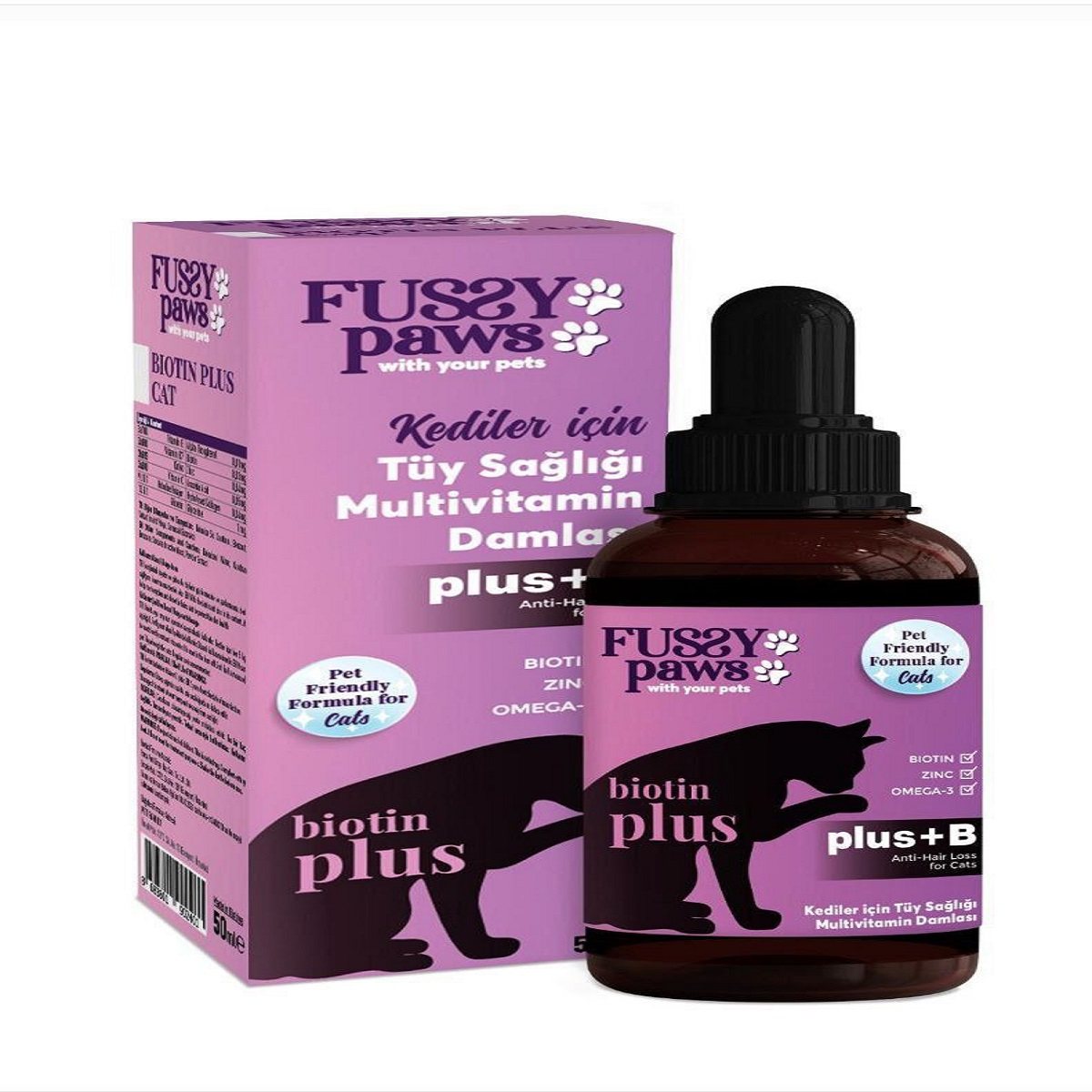 قطره بیوتین پلاس گربه فاسی پاوز مدل Plus Drop حجم 50 میلی‌لیتر