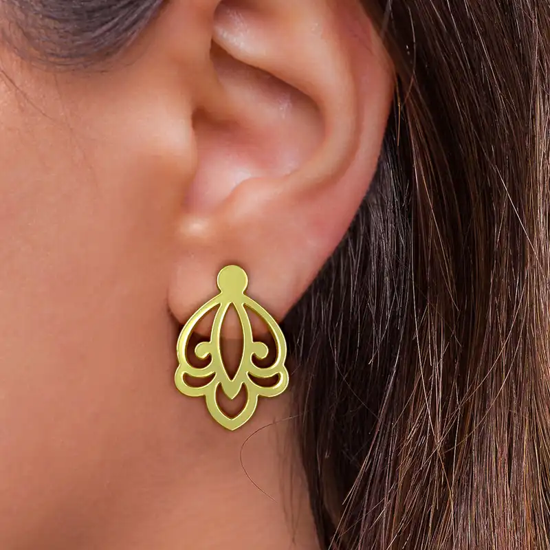 گوشواره طلا 18 عیار زنانه مدوپد مدل هندسی کد GA1-15099