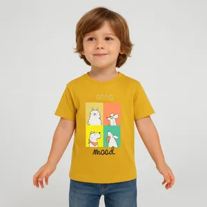 تی شرت آستین کوتاه پسرانه مون‌سا مدل پاپی رنگ زرد