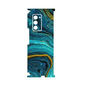 MAHOOT Turquoise marblewith golden streaks-FullSkin Cover Sticker for Samsung Galaxy Z FOLD 2