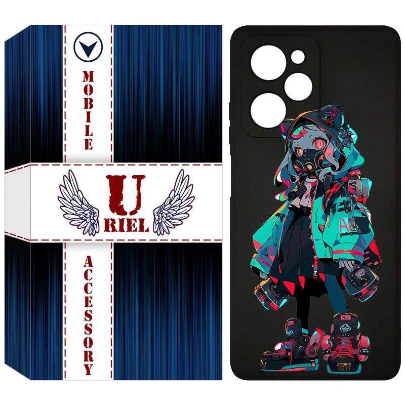 کاور یوریل قاب مدل KSH کد 58 طرح دخترگربه ای مناسب برای گوشی موبایل شیائومی Poco X5 Pro / Redmi Note 12 Pro 5G