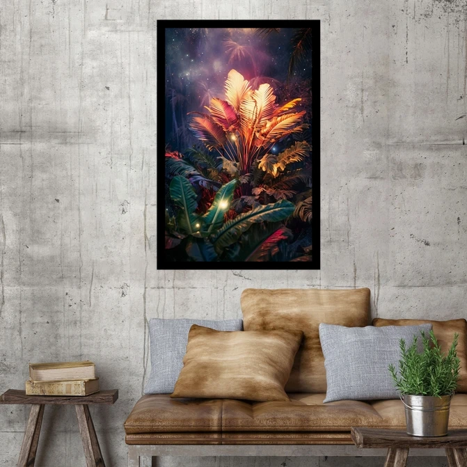 تابلو نوری بکلیت طرح منظره طبیعت و برگ مدل B-MID-18252