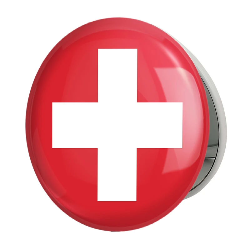 آینه جیبی خندالو طرح پرچم سوئیس مدل تاشو کد 20424 