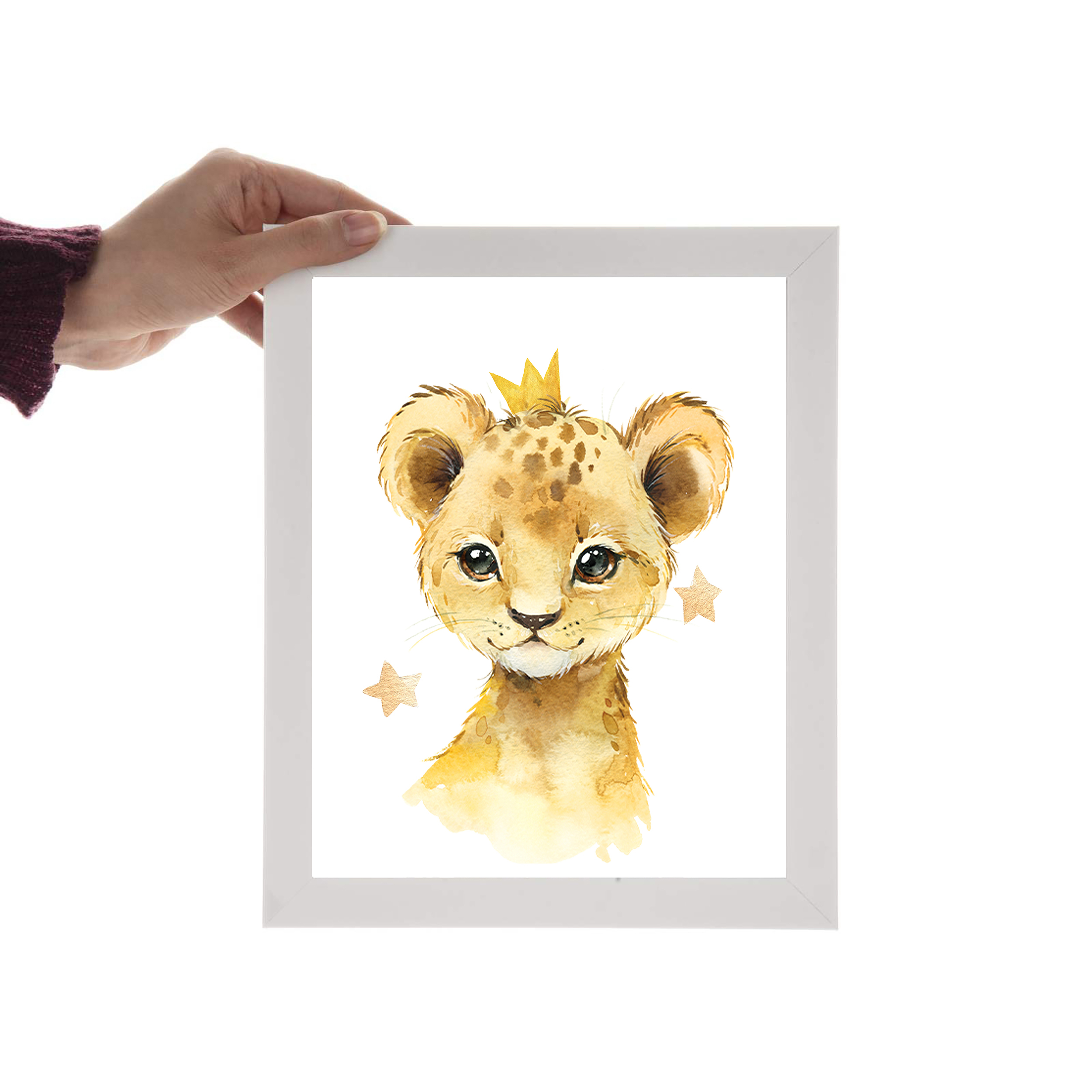 تابلو اتاق کودک و نوزاد الفاپ مدل زرافه فیل شیر کد Watercolore Animals 003 مجموعه 3 عددی