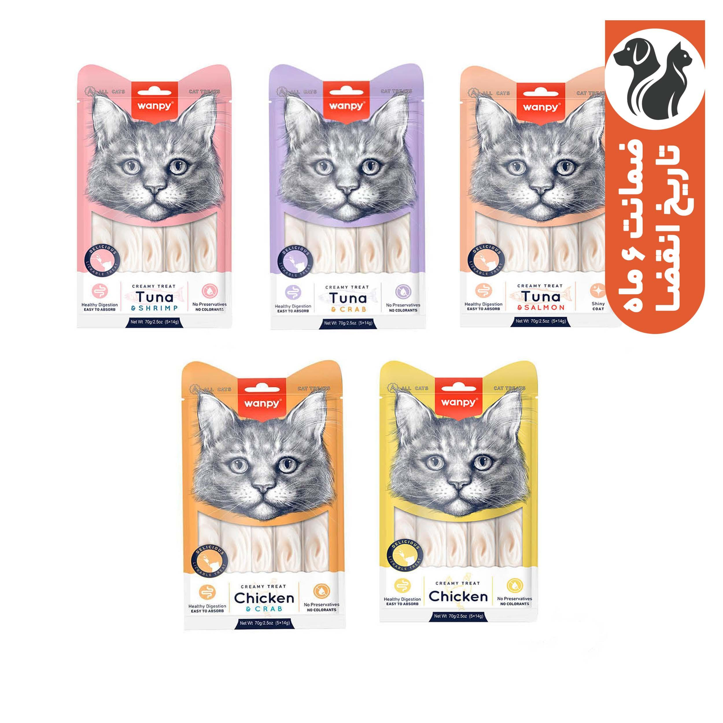 بستنی گربه ونپی مدل 5 طعم وزن 350 گرم 5 بسته 5 عددی