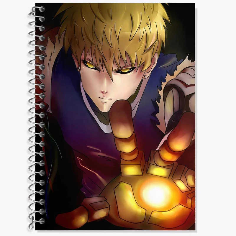 دفتر زبان 50 برگ خندالو مدل دو خط طرح جنوس انیمه مرد تک مشتی One Punch Man کد 11334