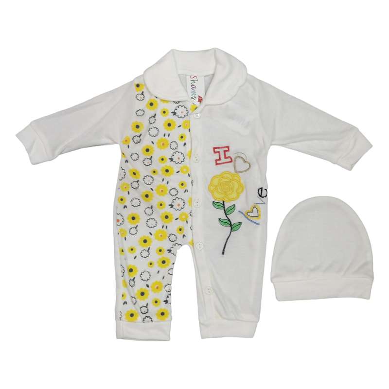 ست سرهمی و کلاه نوزادی مدل H3535-YE