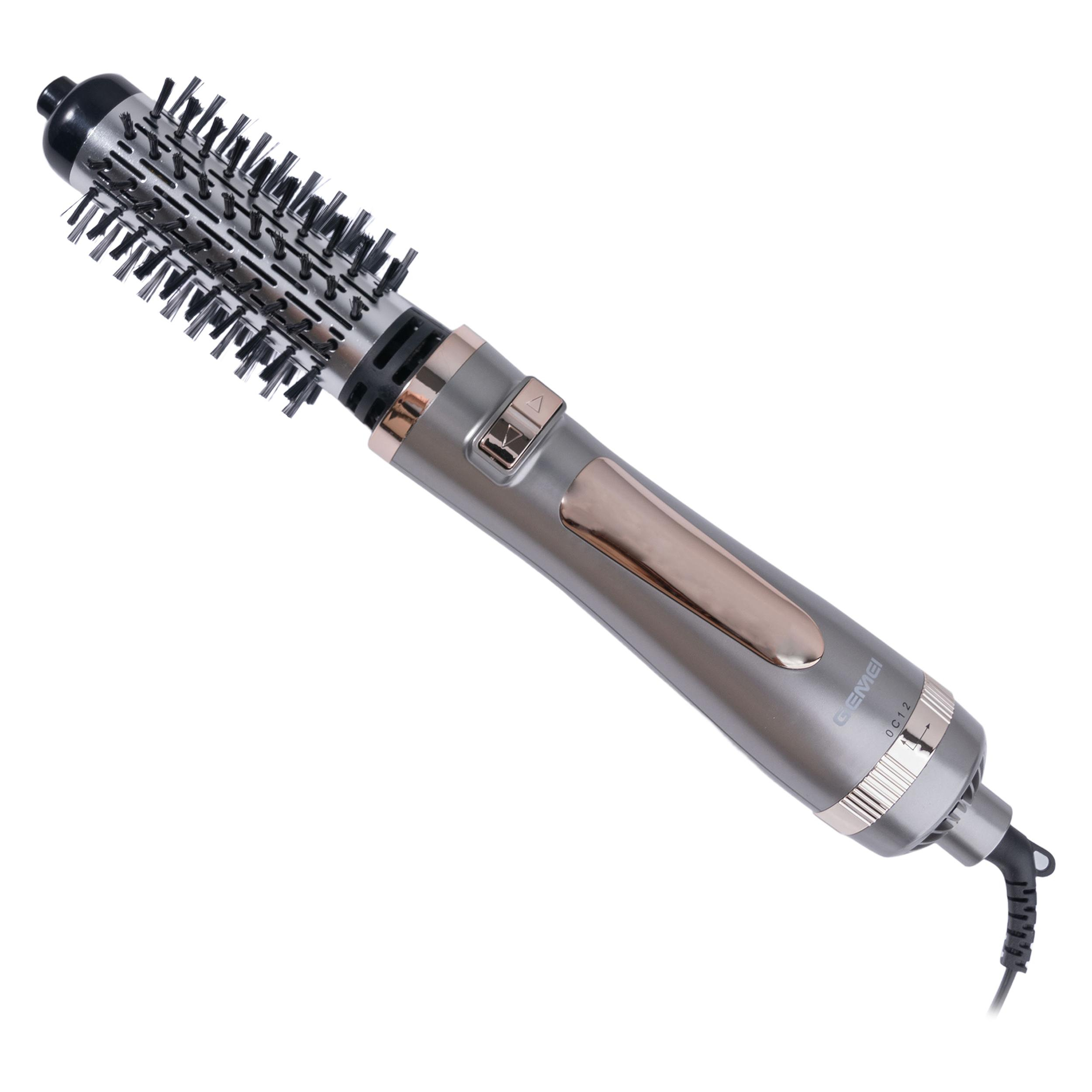 سشوار برس‌دار چرخشی 800 وات جیمی مدل GM-4830، موتور AC، وزن 400 گرم، المنت فلز، دارای سری برس‌دار گرد پهن با ویژگی صاف‌کنندگی، با قابلیت باد سرد