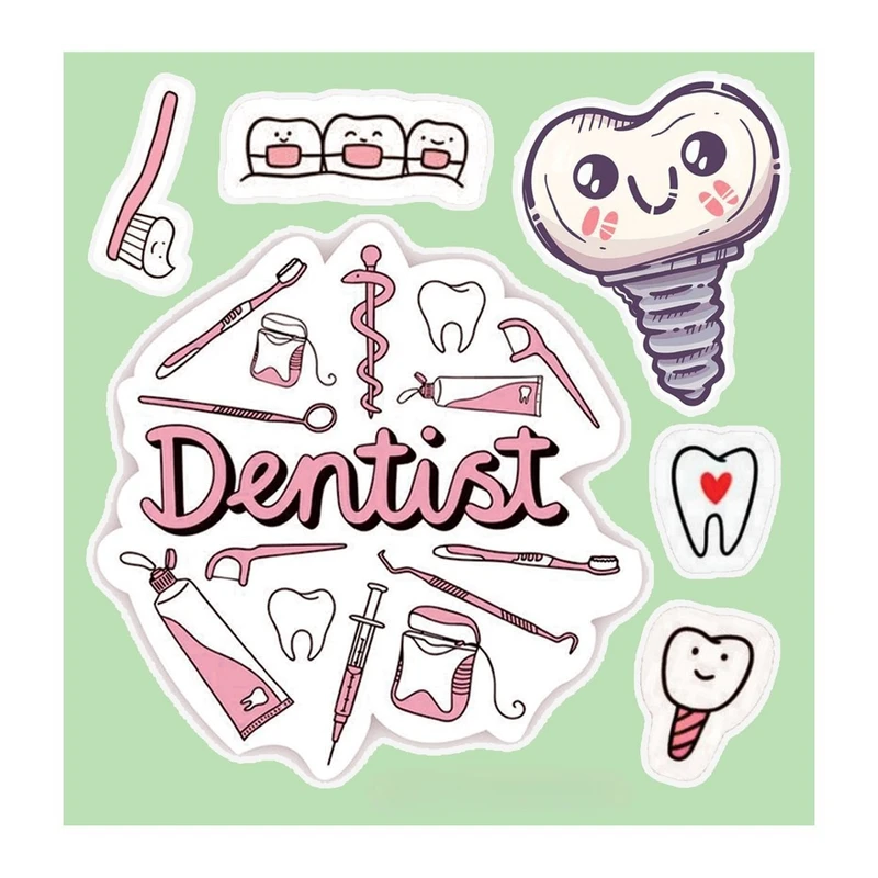 استیکر تزئینی موبایل و تبلت مدل دندانپزشکی مجموعه ۶ عددی