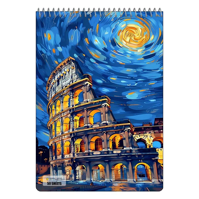 دفتر نقاشی 50 برگ سیمی کارنیکا طرح شب پرستاره فانتزی ون گوگ Fantasy Starry Night Van Gogh کد 32641