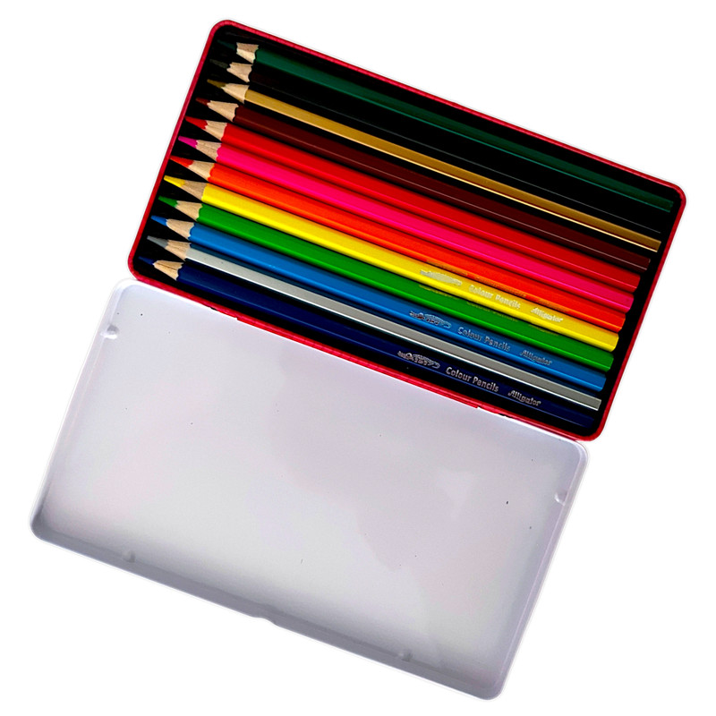 مداد رنگی 12 رنگ الیگیتور مدل فلزی سوسمار کد 12