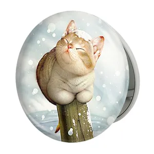 آینه جیبی خندالو طرح گربه مدل تاشو کد 5933 