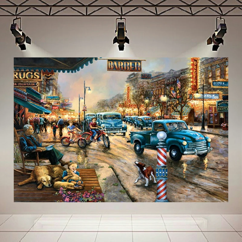 پوستر پارچه ای مدل چرم مخمل طرح آرایشگاه مردانه کلاسیک کد AR1520