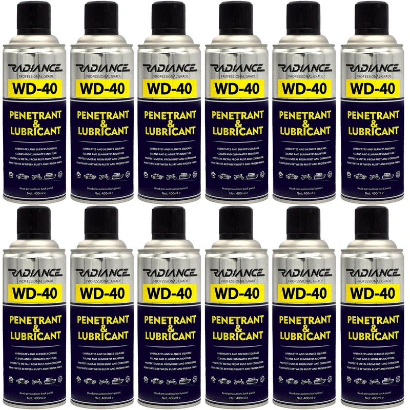 اسپری روان کننده و زنگ بر رادیانس مدل WD-40 حجم 400 میلی لیتر بسته 12 عددی اسپری روان کننده و زنگ بر رادیانس مدل WD-40 حجم 400 میلی لیتر بسته 12 عددی