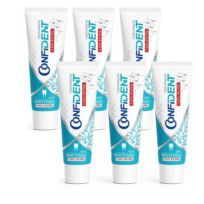 خمیر دندان سفید کننده کانفیدنت مدل Whitening-Max06 مناسب برای انواع دندان حجم 100 میلی لیتر مجموعه 6 عددی
