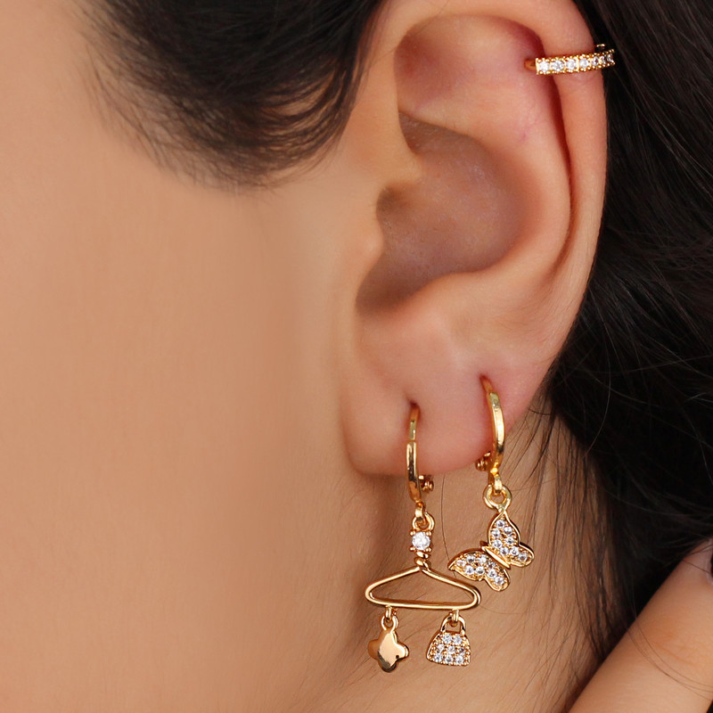 گوشواره زنانه وای اس ایکس مدل پروانه کد J668 بسته سه عددی