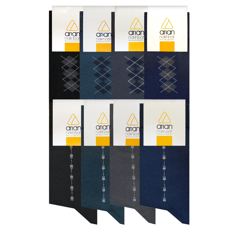 جوراب مردانه آریان نخ باف مدل 5131 مجموعه 8 عددی