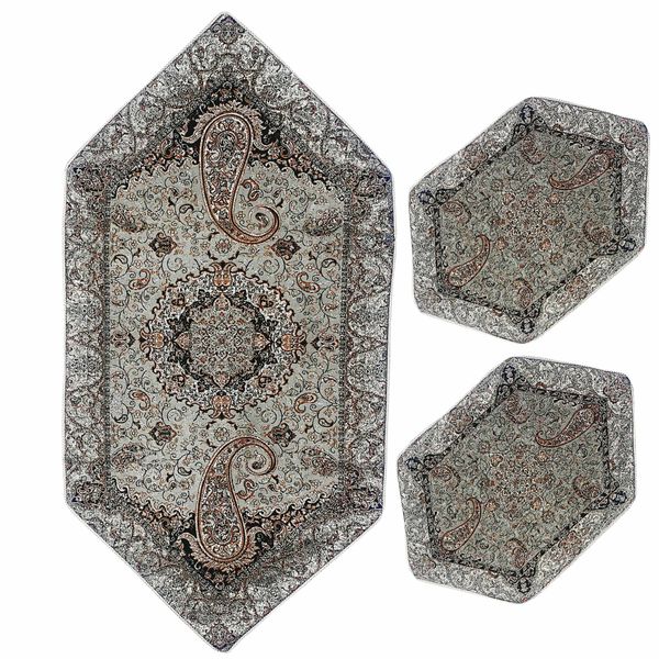 ست سه تکه رومیزی ترمه مدل شیوا کد KZ3-3 ست سه تکه رومیزی ترمه مدل شیوا کد KZ3-3