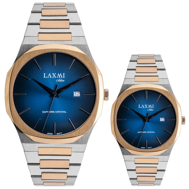 ست ساعت مچی عقربه‌ای کوارتز زنانه و مردانه لاکسمی مدل 10-8558