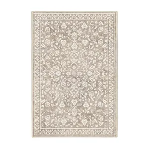 فرش ماشینی 1000 شانه اورکوم زمینه و حاشیه کرم طرح مینیمال مارال کد OR.1121.01