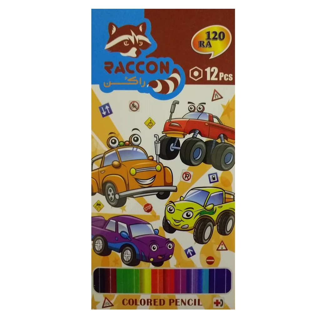 مداد رنگی 12 رنگ راکون مدل ماشین ها کد 2