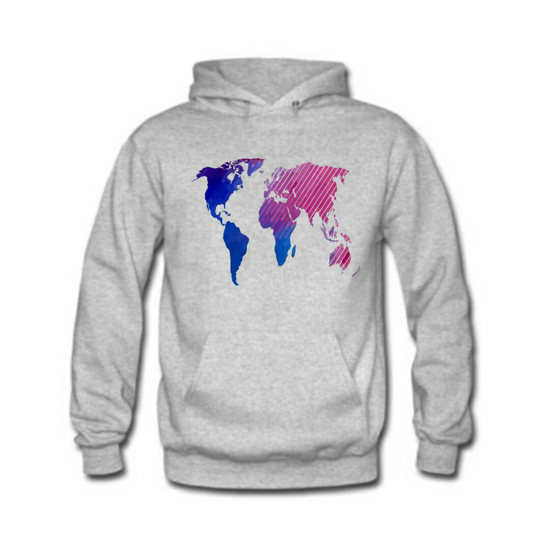 هودی مردانه مدل ورد مپ رنگ طوسی