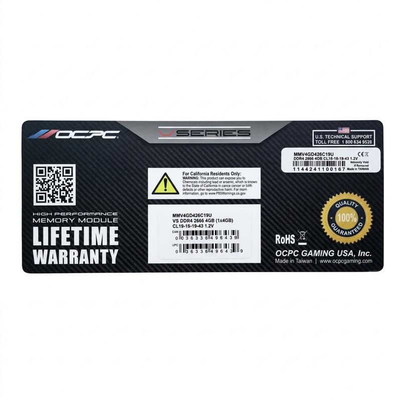 رم دسکتاپ DDR4 تک کاناله 2666 مگاهرتز CL19 او سی پی سی مدل VS Series ظرفیت 4 گیگابایت