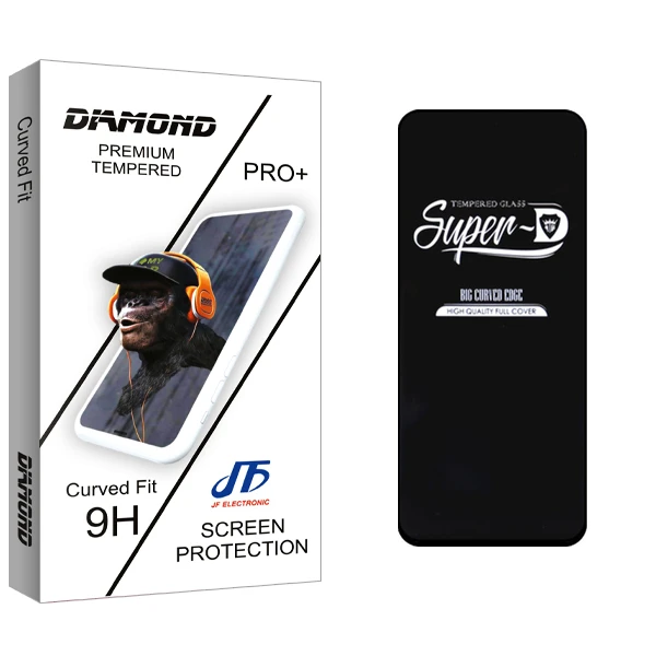 محافظ صفحه نمایش جی اف مدل Diamond GlassSuper D مناسب برای گوشی موبایل شیائومی Note 9T