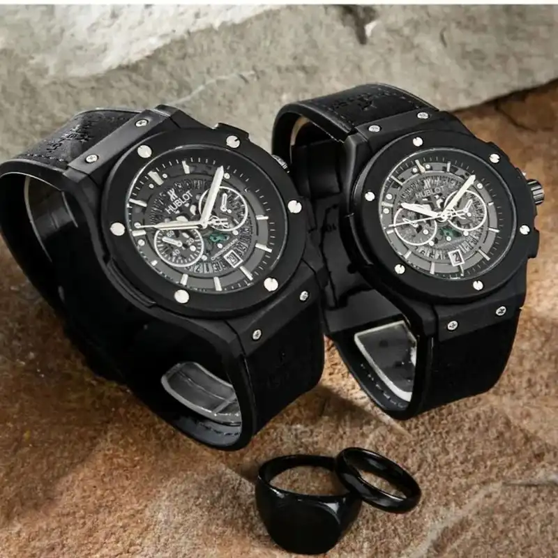 ست ساعت مچی عقربه ای زنانه و مردانه  مدل اسکلتون بیگ بنگ M10_n