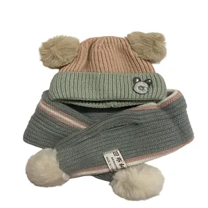 ست کلاه و شال گردن بافتنی بچگانه مدل k9