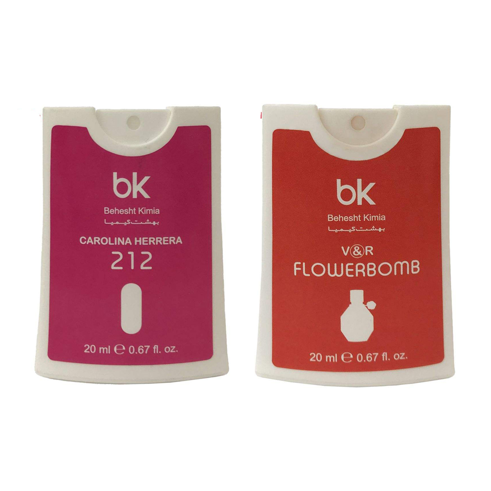 عطر جیبی بی کی مدل کارولینا و فلاور بمب حجم 20 میلی لیتر  مجموعه 2 عددی