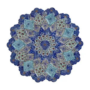 بشقاب مسی میناکاری شده اثر سلطانی کد 55 قطر 29 سانتی متر