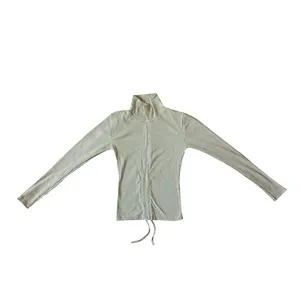 کراپ‌تاپ آستین بلند زنانه مدل گت دار یقه ایستاده