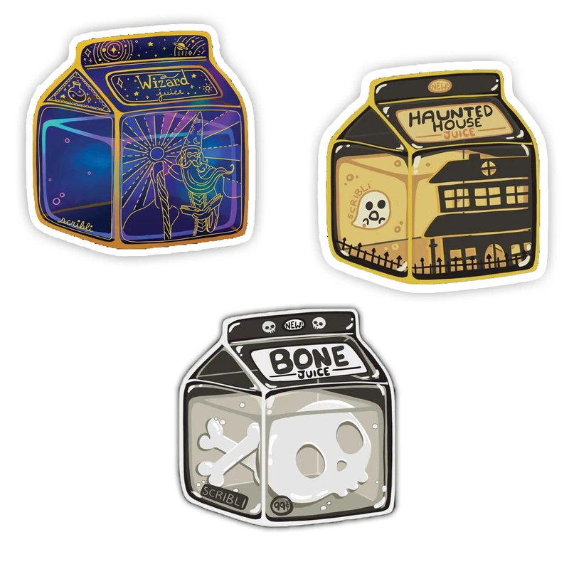 استیکر لپ تاپ و موبایل بووم طرح قوطی شیر کد 391 مجموعه 3 عددی