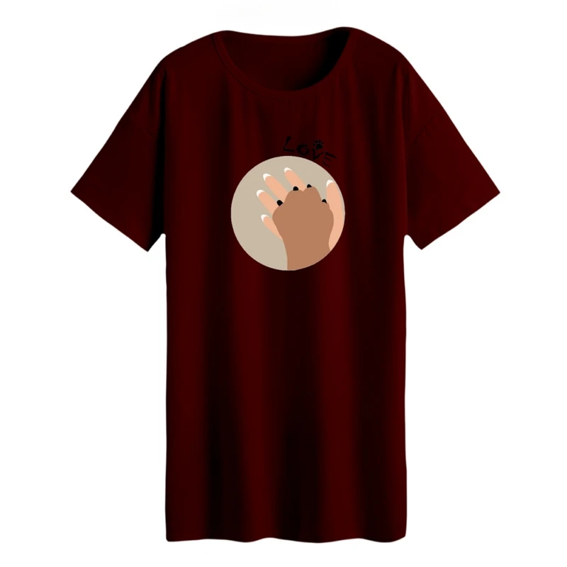 تی شرت لانگ زنانه مدل دوستدار حیوانات