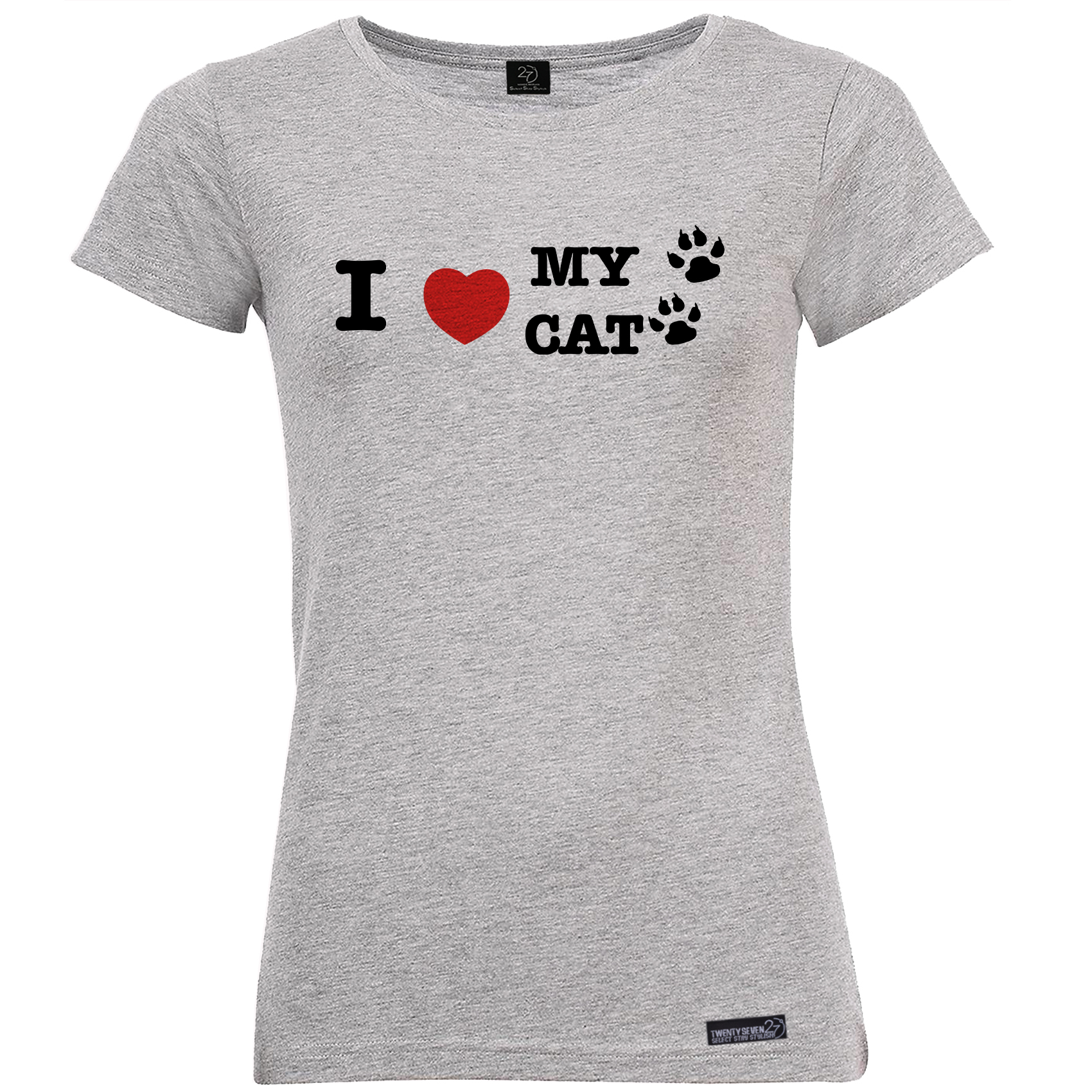 تی شرت آستین کوتاه زنانه 27 مدل I Love My Cat کد MH88