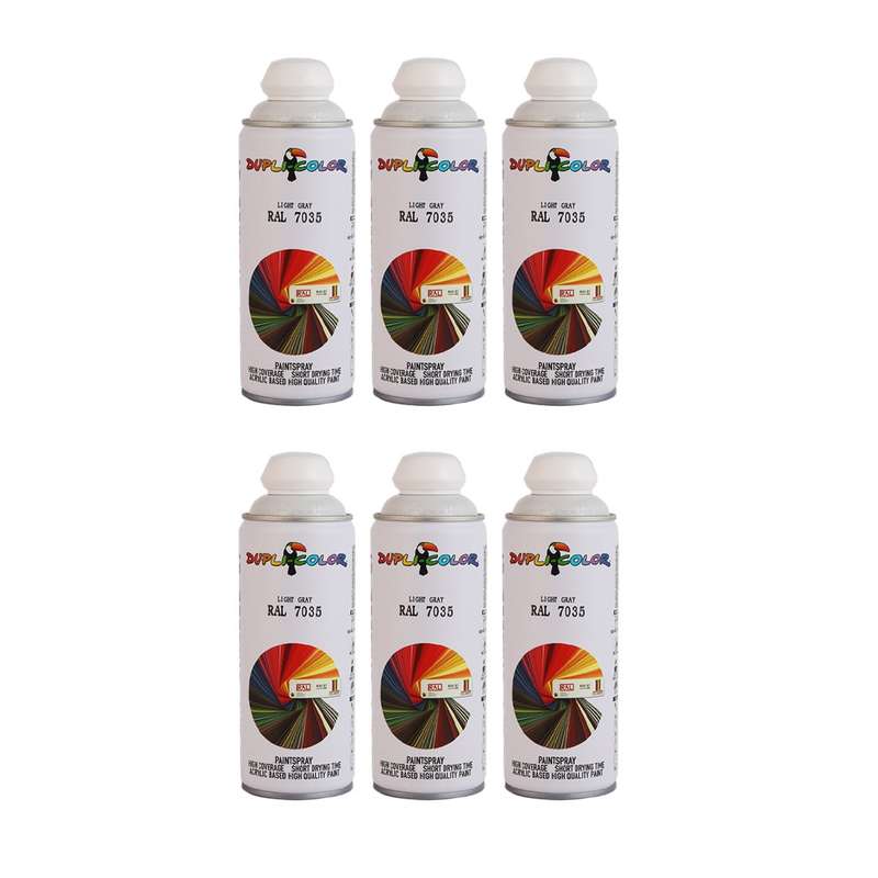 اسپری رنگ خاکستری روشن دوپلی کالر مدل RAL 7035 حجم 400 میلی لیتر مجموعه 6 عددی اسپری رنگ خاکستری روشن دوپلی کالر مدل RAL 7035 حجم 400 میلی لیتر مجموعه 6 عددی