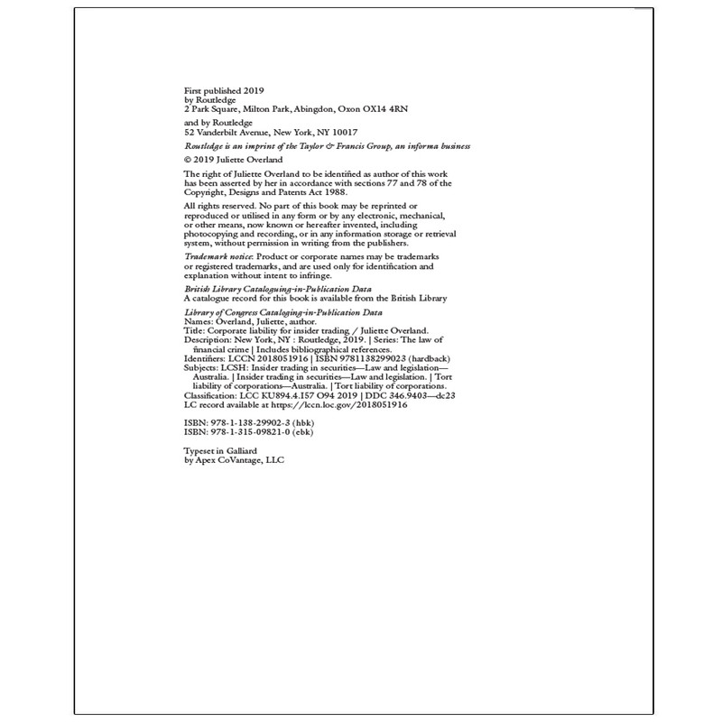 کتاب Corporate Liability for Insider Trading اثر Juliette Overland انتشارات نپتون کتاب Corporate Liability for Insider Trading اثر Juliette Overland انتشارات نپتون