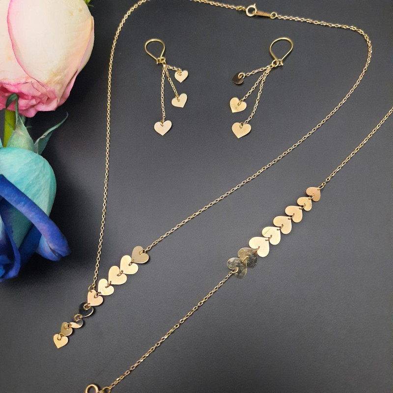 نیم ست طلا 18 عیار زنانه گالری یارطلا مدل قلب کد NS41