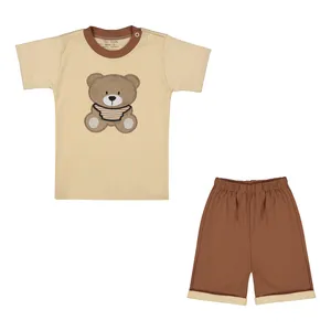 ست تی شرت آستین کوتاه و شلوارک راحتی بچگانه مدل 5184