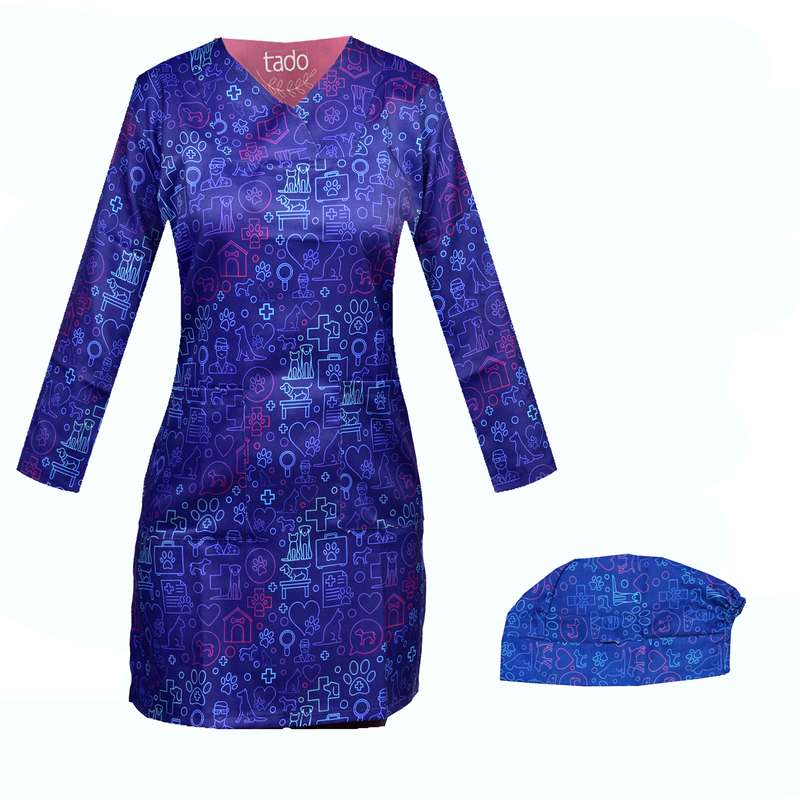 ست کلاه و روپوش پزشکی زنانه تادو مدل RO1903 ست کلاه و روپوش پزشکی زنانه تادو مدل RO1903