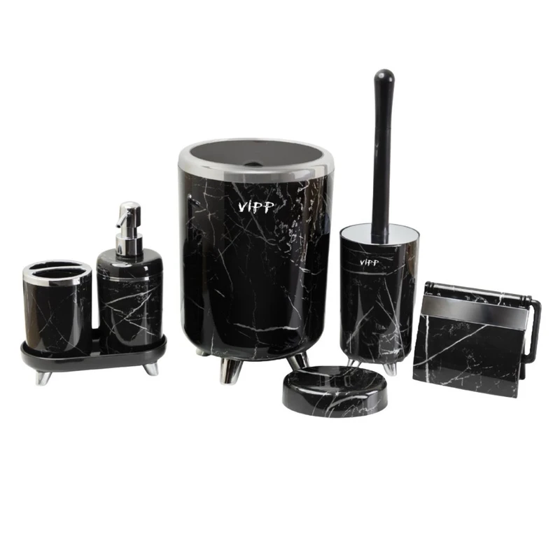 ست سرویس بهداشتی 6 پارچه مدل ماهور سری ماربل طرح سیلور